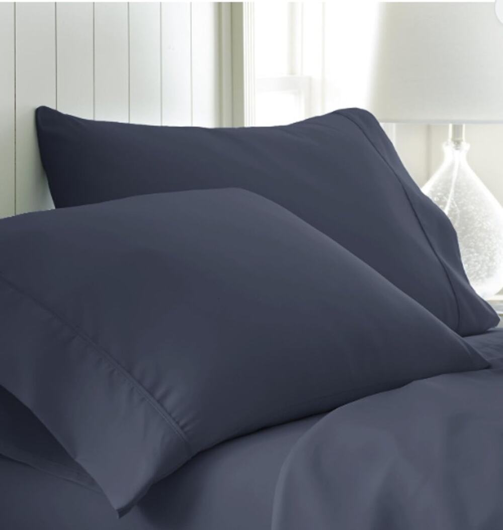 ienjoy Home Color Pillowcase Set, Solid, Navy, King